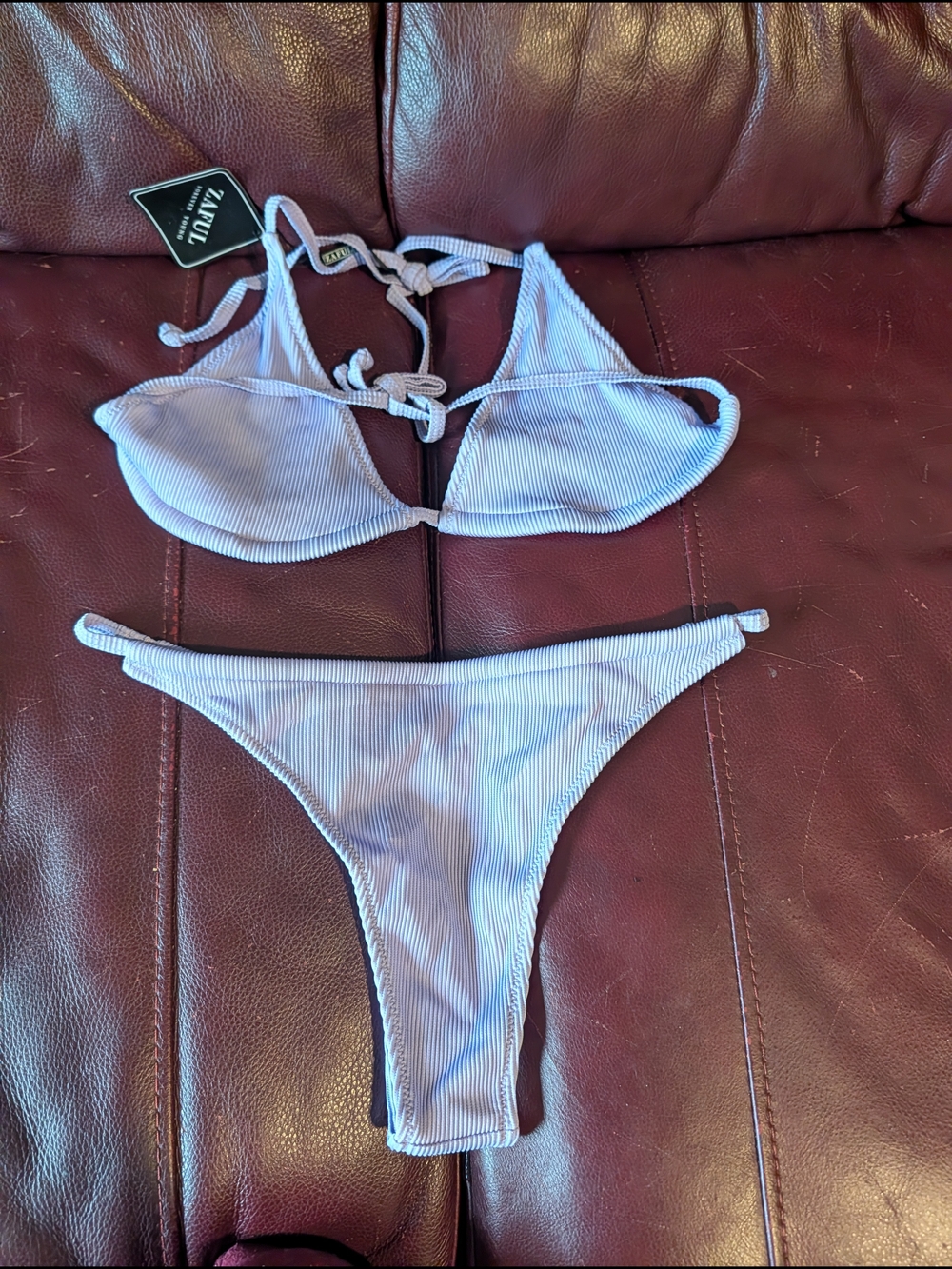 Ribbed Lavender Bikini Set - Two Piece Swim